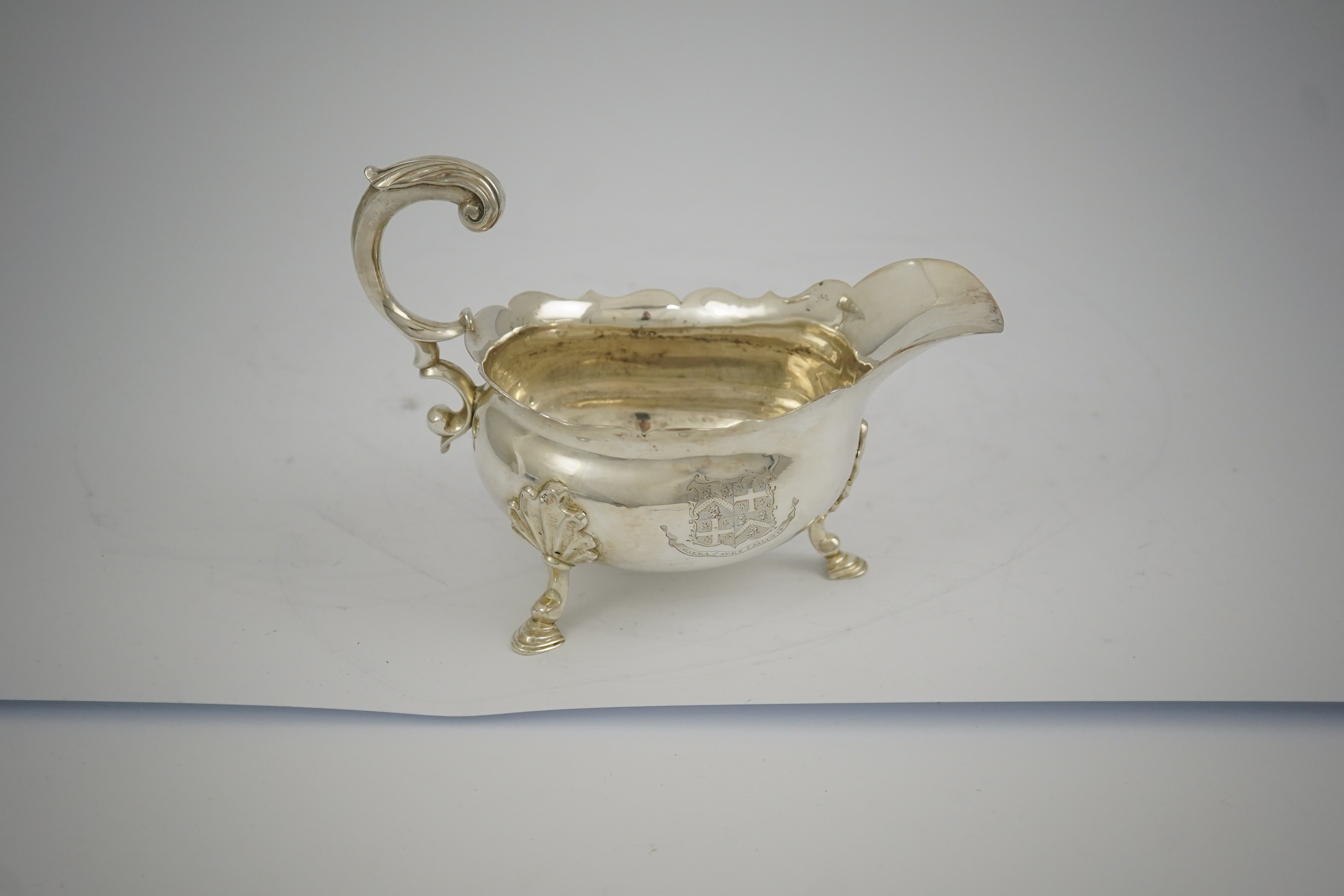 A George II silver sauceboat, by William Shaw II & William Priest